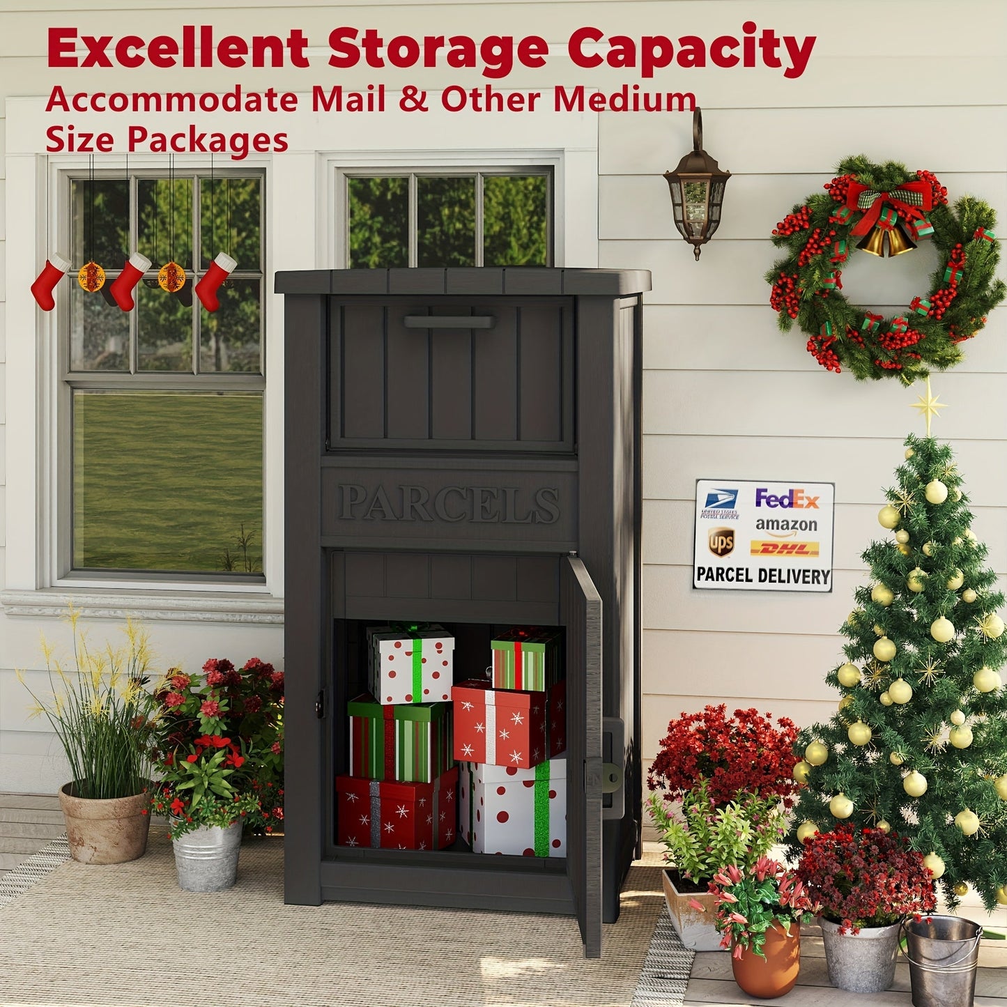 Lockable Outdoor Storage Box Waterproof Package Delivery Porch