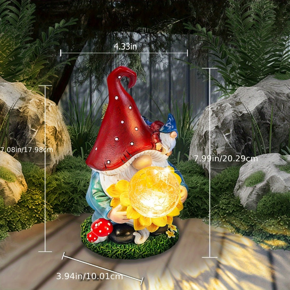 Solar Light Elf Resin Statue, Outdoor Garden Figurine That Automatically Lights Up at Night, Holiday Collectible Decor for Christmas