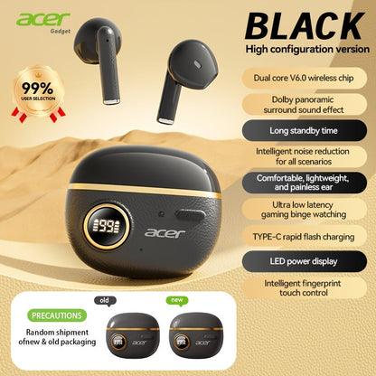 Wireless Earbuds Acer TWS with Active Noise Cancellation, Touch Controls and Orange, Black or Beige Options