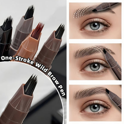 Two-Pack Multi-Fork Tip Eyebrow Pens with Capped Bodies, Approx. 11.3 cm Length and Four Color Label Options