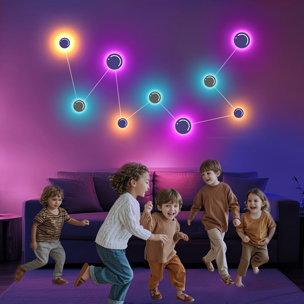 LED Atmosphere Lights Set of 9, Smart RGB App Control with Music Sync & Unit Jump Dimming, Romantic Ambient Lighting for Living Room