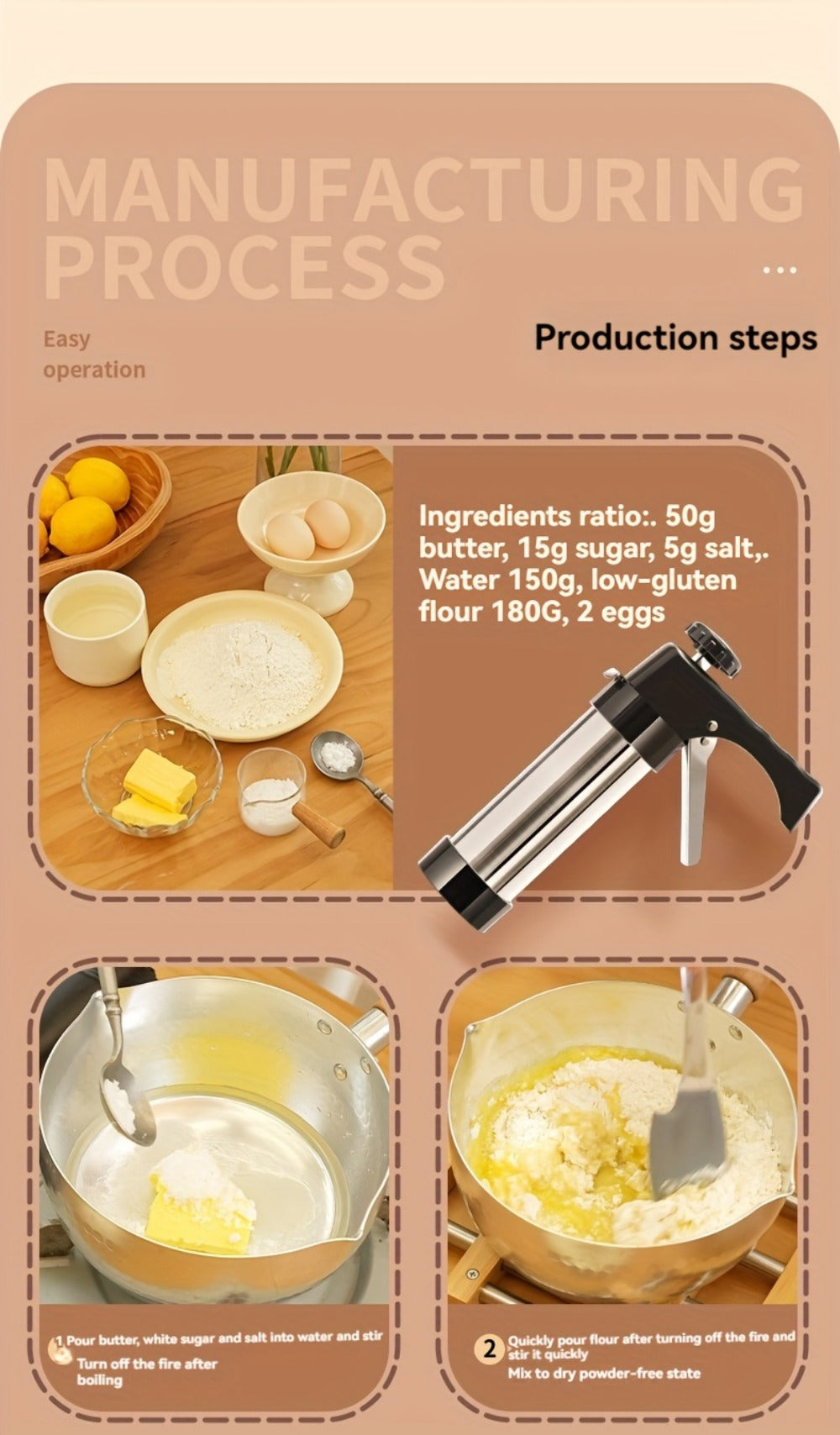 Cookie Press Biscuit Machine 8pcs, Heavy Duty Manual Spanish Cookie Maker with 8 Discs, No Electricity Required, Three-Stable System