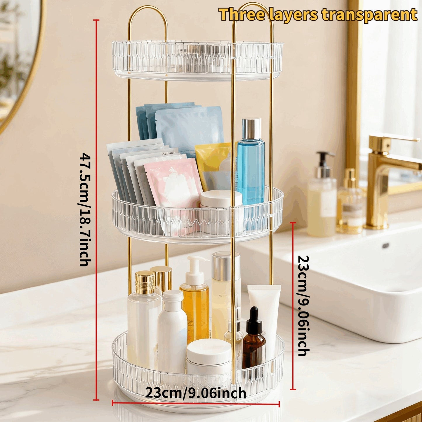 360 Rotating Makeup Organizer Skincare Storage Rack – Multi-Layer Detachable Cosmetic Organizer for Perfume, Lipstick, Skincare