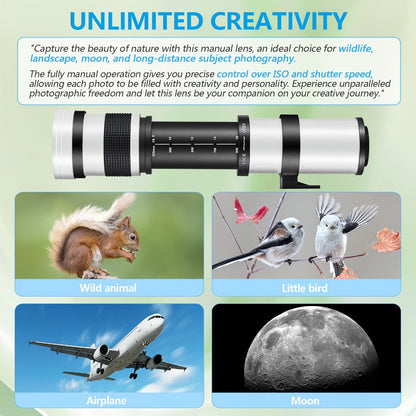 420-800mm High-Power Telephoto Zoom Lens F8.3-16 for Canon EF Mount DSLR Cameras Manual Focus for an Everyday Personal Care Routine