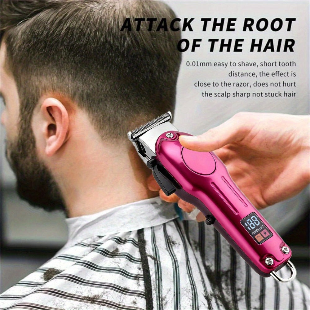 Cordless Hair Clipper Set for Men & Women – Professional Wireless Barber Clippers with T-Blade Trimmer, LED Screen, Adjustable Taper Lever