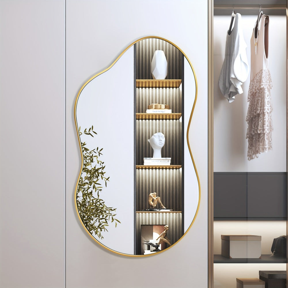 Irregular Asymmetrical Wall Mirror with Gold Frame in 20 x 36, 24 x 36 or 26 x 46 Inch Sizes