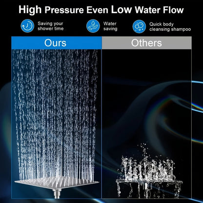High Pressure Rainfall Shower Head Combo with Handheld Spray – 9 Spray Settings, 180° Adjustable Bracket, Stainless Steel Hose