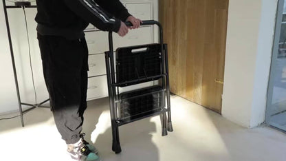 Folding Steel Step Stool with Storage Shelf & Wide Anti-Slip Pedal, 2/4-Step Sturdy Portable Step Ladder for Home