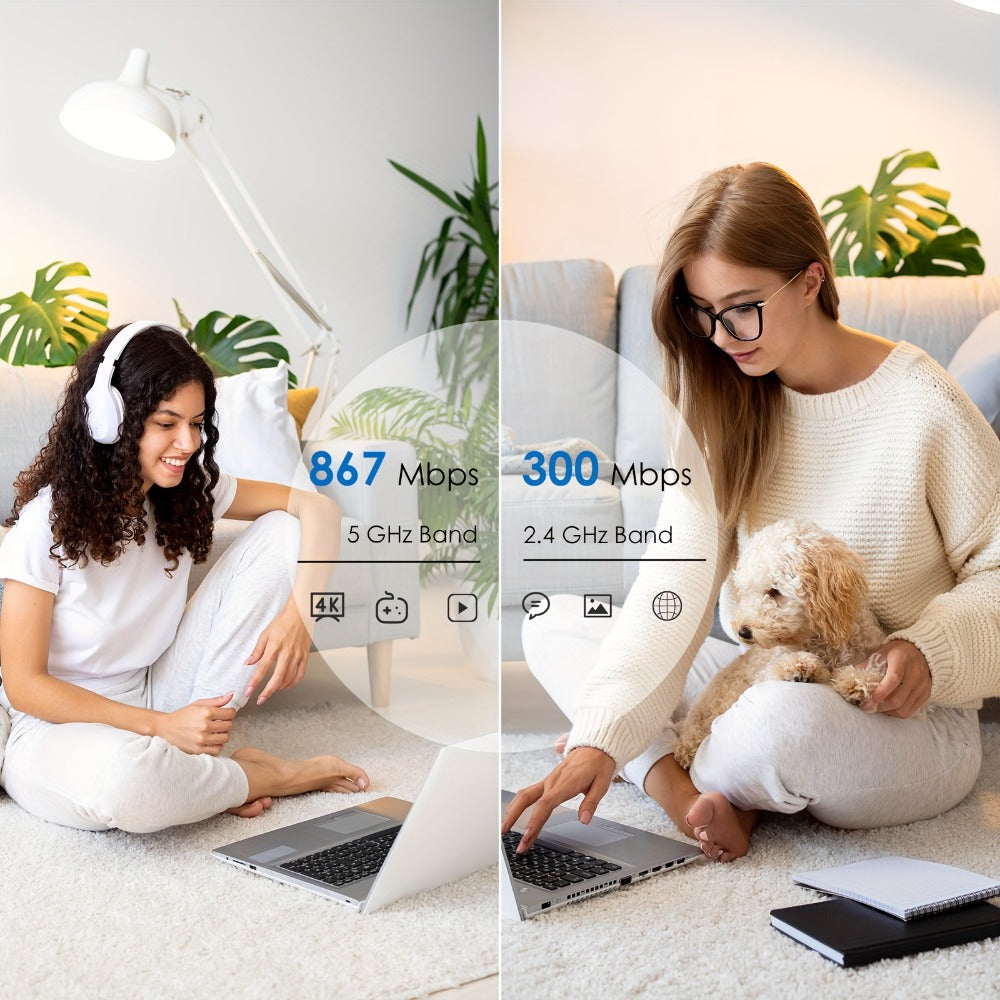 WAVLINK AC1200 WiFi Router 3-in-1 Dual Band 1200Mbps - 4x5dBi Antennas, Gigabit WAN LAN, Router Access Point Repeater Mode