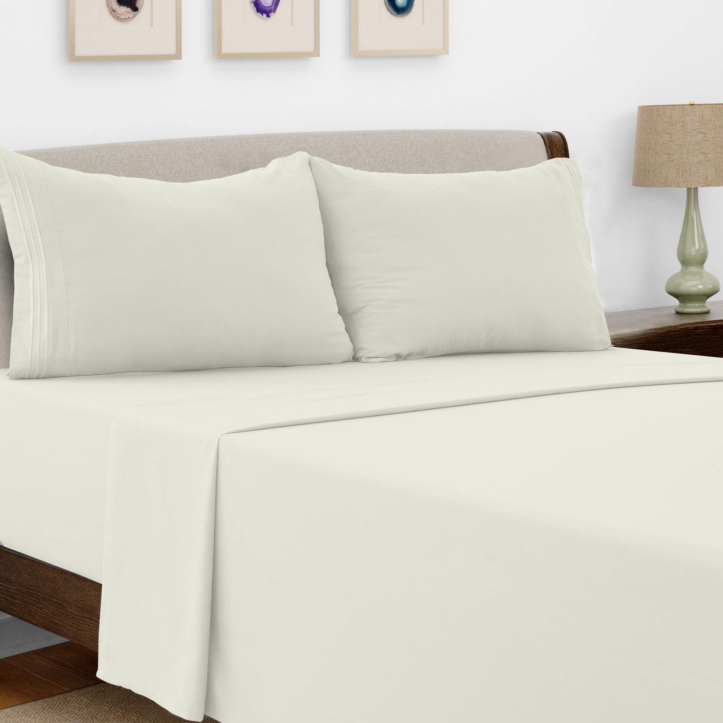 Bed Sheet Set Microfiber with Size-Dependent 3- or 4-Piece Contents and Six specified Bed Dimensions