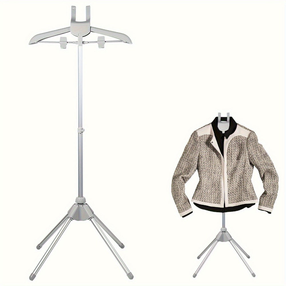 Telescopic Garment Drying Stand with Three Rotating Hanger Arms, Adjustable Height and Gray or Black Finish