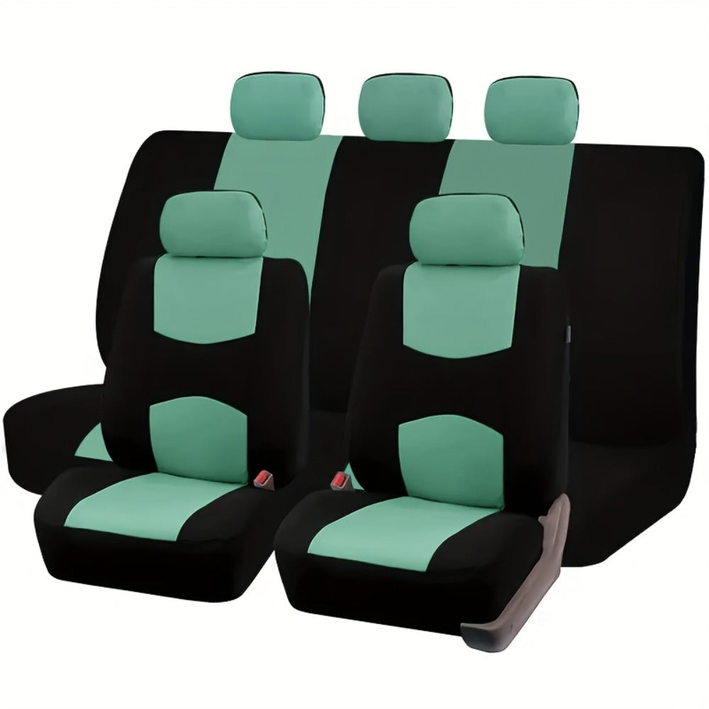 Car Seat Covers 5-Seat Breathable Knit Polyester Set with Front and Rear Pieces in Sixteen Colors