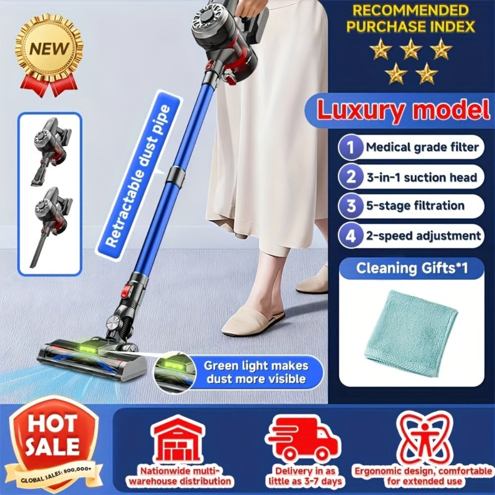 Cordless Vacuum Cleaner with Green Light Indicator for Entryways, Bedrooms and Living Spaces