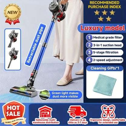 Cordless Vacuum Cleaner with Green Light Indicator for Entryways, Bedrooms and Living Spaces
