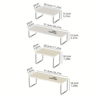 Expandable Countertop Shelf Riser with Short Legs, White or Cream Finish and 11.2- to 20.3-Inch Width
