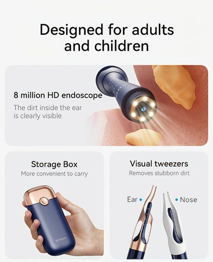Upgraded 1080P Ear Wax Removal Tool with Camera & Storage Case – LED Light, iOS & Android Compatible, Complete Ear Cleaning Kit