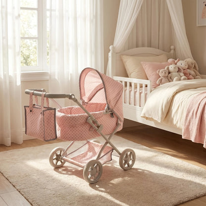 3-in-1 Baby Doll Stroller Set Pink Foldable Pram with Bassinet & Carry Bag with the Listed Color, Size or Set Options for Everyday Use
