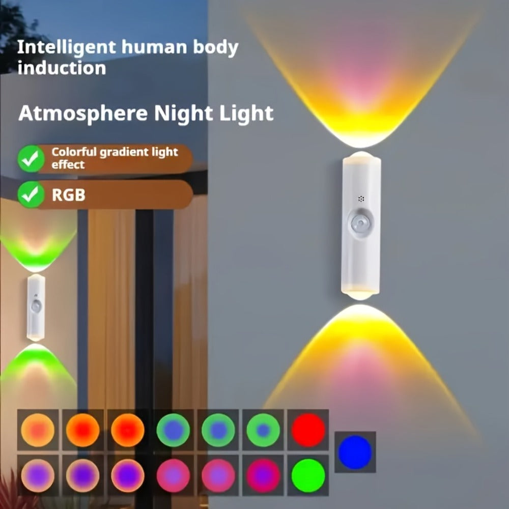 Cat Eye LED Wall Light Motion Sensor, 6 Pack USB Rechargeable Night Lamp, 3 Color Settings