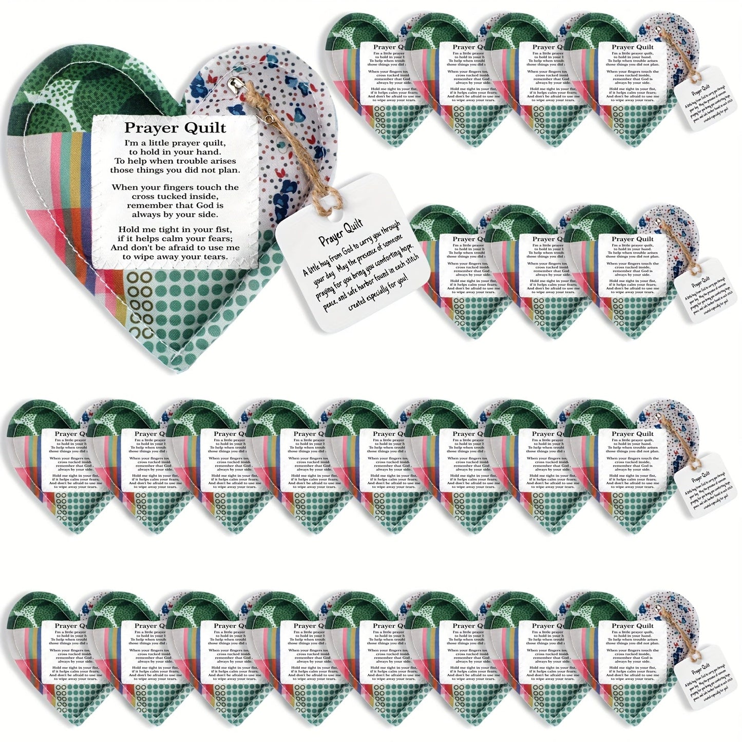 Mini Prayer Quilts 24pcs – Christian Sympathy Gift Set with Cross Heart Pocket & Bible Verse Scripture Panels for Women, Baptism
