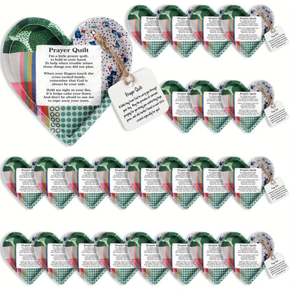 Mini Prayer Quilts 24pcs – Christian Sympathy Gift Set with Cross Heart Pocket & Bible Verse Scripture Panels for Women, Baptism
