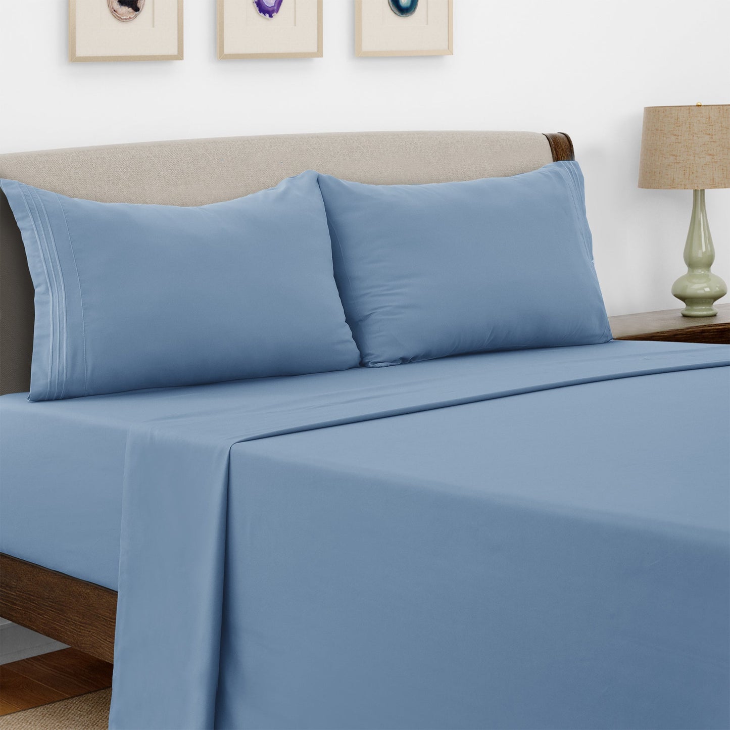 Bed Sheet Set Microfiber with Size-Dependent 3- or 4-Piece Contents and Six specified Bed Dimensions