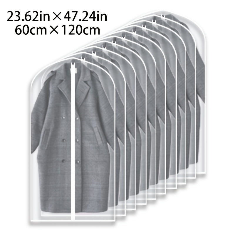 Garment Bags 10 Pack Waterproof Transparent – Hanging Clothes Storage Bags with Full Zipper for Wardrobe, Travel & Closet Organization