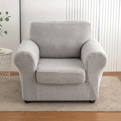 Armchair Slipcover 2pcs Set Jacquard Leaf Texture Stretch Chair Cover with Seat Cushion Cover for Entryways, Bedrooms and Living Spaces