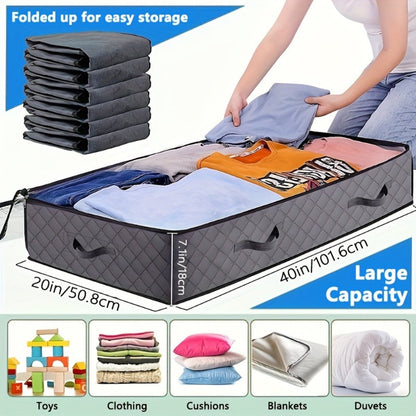 Under Bed Storage Box Extra Large 23.78gal with Transparent Window & Sturdy Handles, Clothes, Quilts & Bedding Organizer for Home