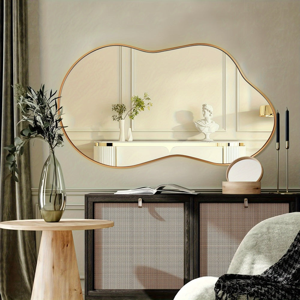 Irregular Asymmetrical Wall Mirror with Gold Frame in 20 x 36, 24 x 36 or 26 x 46 Inch Sizes