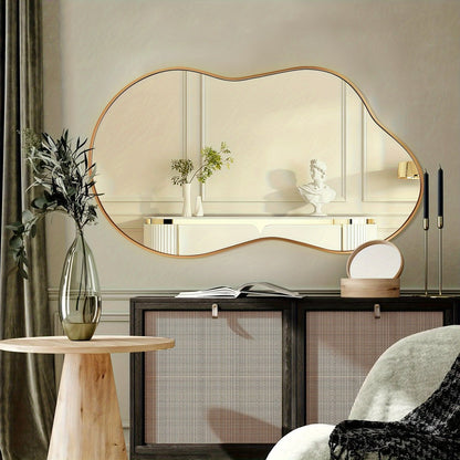 Irregular Asymmetrical Wall Mirror with Gold Frame in 20 x 36, 24 x 36 or 26 x 46 Inch Sizes