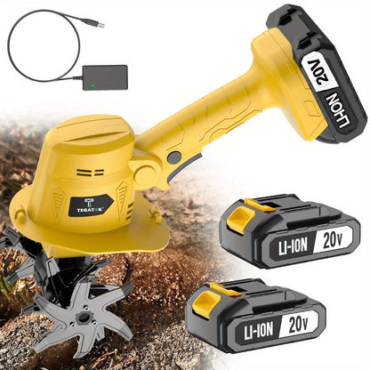 Cordless Electric Tiller 20V Handheld - 9-Inch 235RPM Garden Cultivator with Handle, Metal Soil Tiller for Weeding