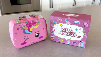 Kids Makeup Set for Girls, 2-in-1 Princess Makeup & Nail Art Kit, Pretend Play Cosmetics with Nail Polish