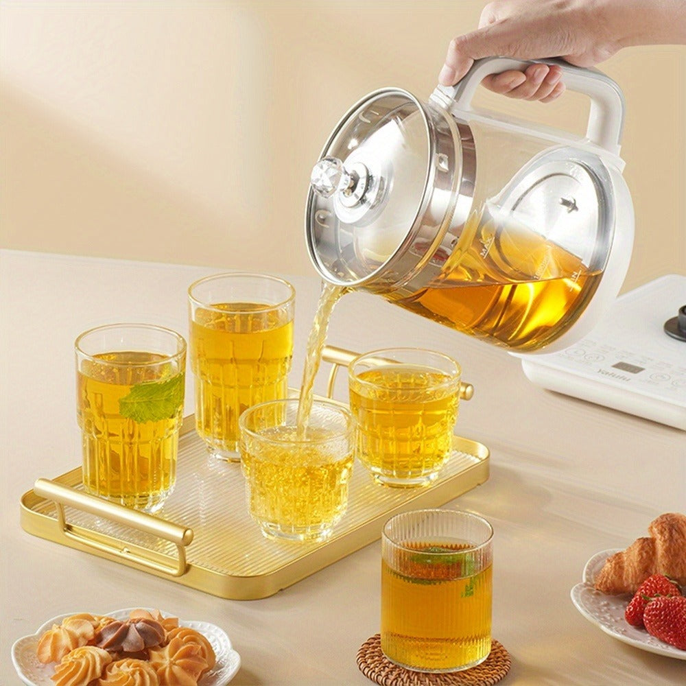 Electric Health Pot Smart Kettle 1.8L Thickened Glass 18 Smart Functions Removable Filter Multi-Functional for Tea Herbal Brewing Camping