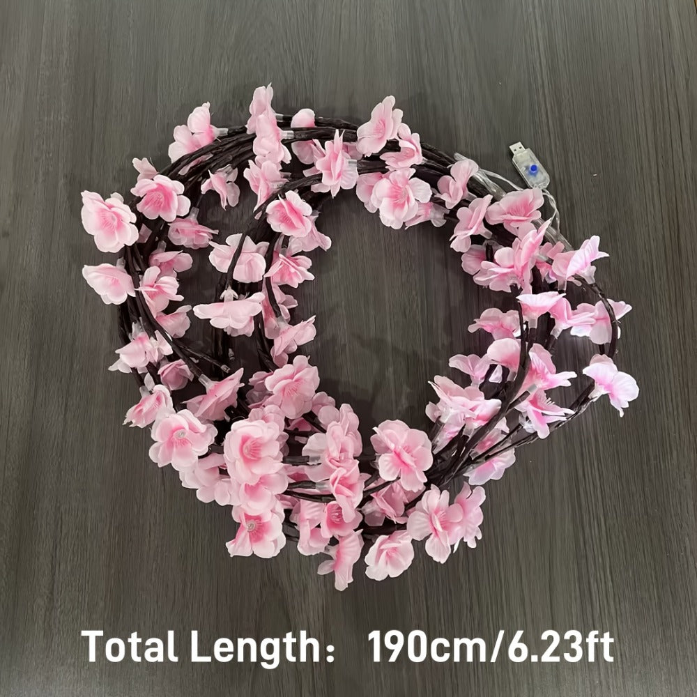 String Lights, Cherry Blossom Branch Chandelier with USB Power, Eight Modes and Four LED-and-Length Options