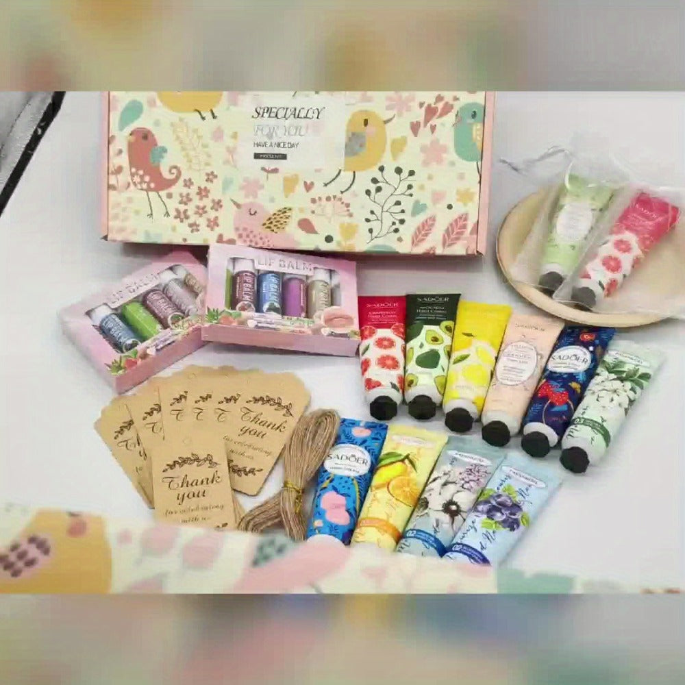 24pcs Bulk Lip Balm & Hand Cream Gift Set, Party Favors, Wedding & Thank You Gifts for Guests