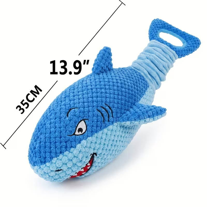 Squeaky Plush Dog Toys for Small Medium Large Dogs – Crinkle Stuffed Animal Chew Toy for Puppies, Shark & Platypus Design