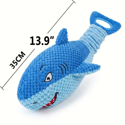 Squeaky Plush Dog Toys for Small Medium Large Dogs – Crinkle Stuffed Animal Chew Toy for Puppies, Shark & Platypus Design