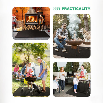 BBQ Grill Mat Fireproof & Heat Resistant - Double-Sided Fiberglass Grill Pad for Outdoor Grills, Fire Pits & Smokers