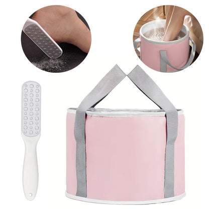 Foot Scrubber & Foldable Foot Soak Tub Set, Dead Skin Remover Callus Exfoliator with Portable Collapsible