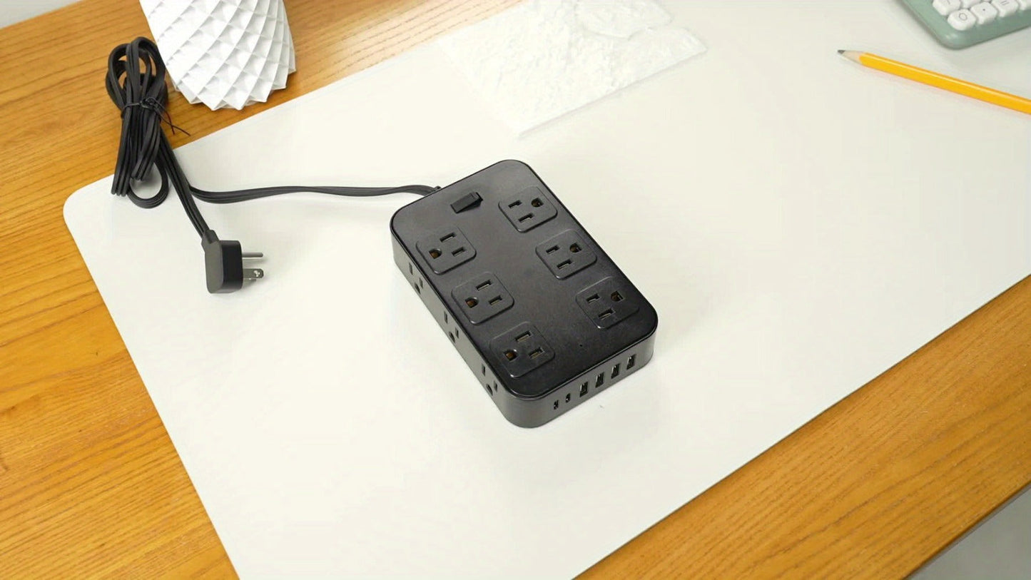 Wide Outlet Surge Protector Power Strip 18-in-1 with 12 Widely Spaced AC Outlets 4 USB-A 2 USB-C Ports Safe Portable Desktop Charging