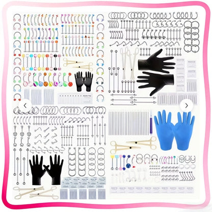 Piercing Kit Professional Stainless Steel Body Piercing Set with Needles Clamps & Tools for Bath Time, Home Spa and Personal Care