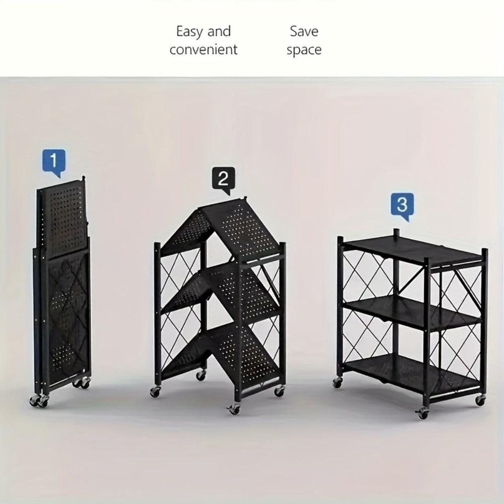 Rolling Storage Rack with Wheels, 3, 4 or 5 Tier Portable Movable Shelving Unit, No Assembly Required