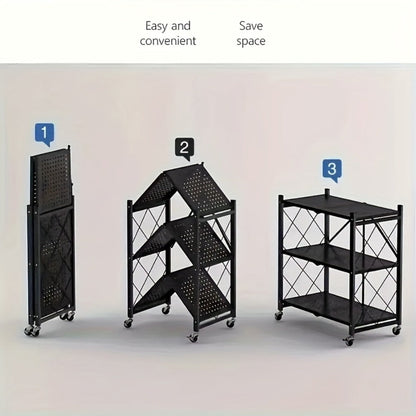 Rolling Storage Rack with Wheels, 3, 4 or 5 Tier Portable Movable Shelving Unit, No Assembly Required