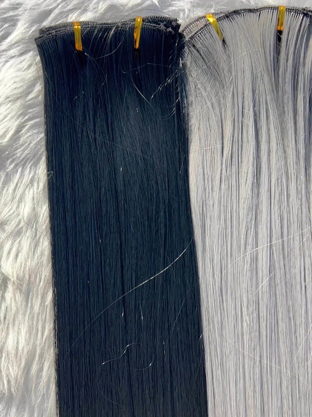 Space Gray Clip In Hair Extensions 6 Piece Set 24 Inch Heat Resistant Synthetic Fiber – Instant Length & Volume for Women | Daily Wear