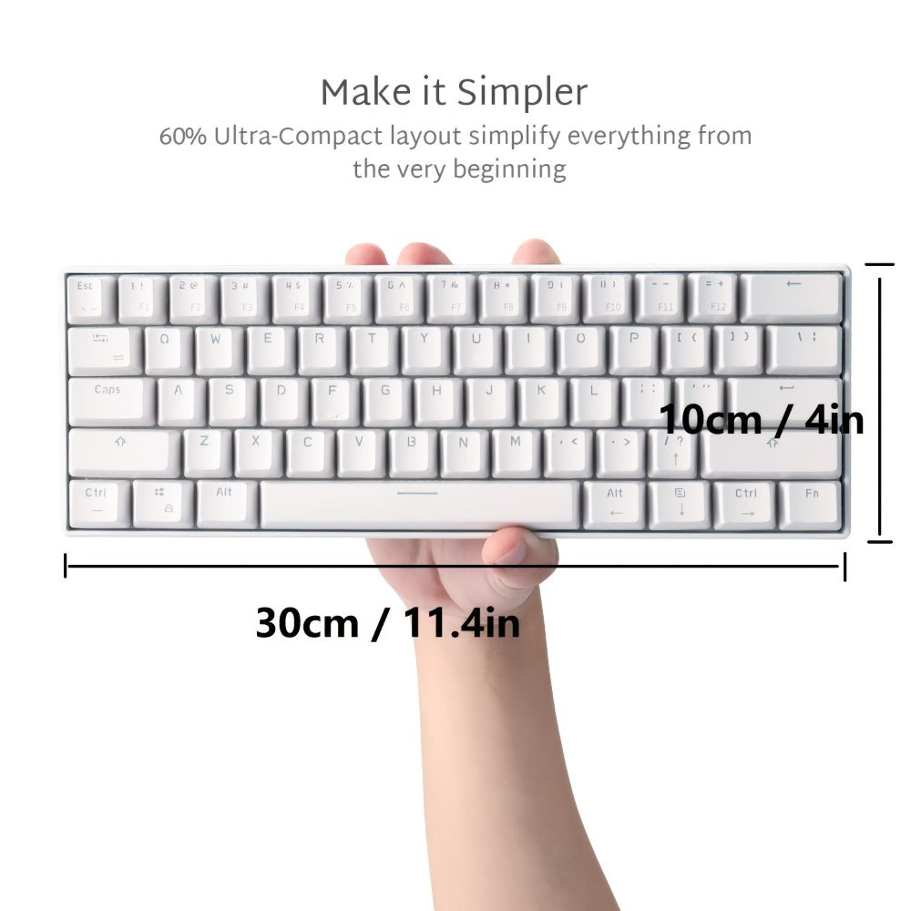 Mechanical Keyboard 61-Key Wired Hot-Swap Layout with RGB Backlighting and Red or Cyan Switch Options