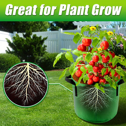 Seven-Color 10-Gallon-Labeled Grow Bag Set with Side Handles, 16-Inch Diameter and 12-Inch Height