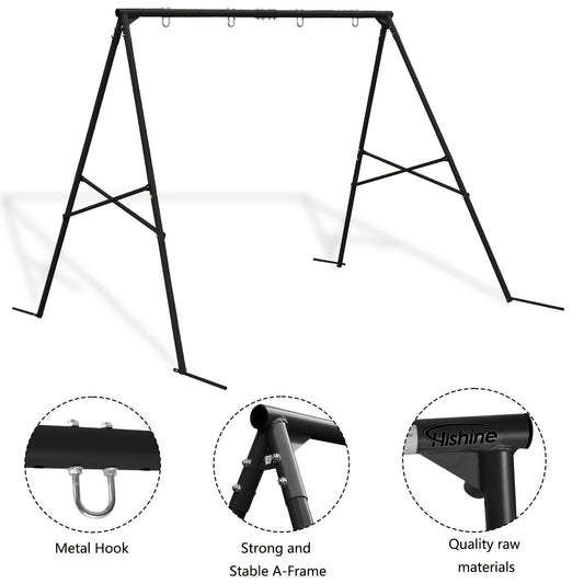 Heavy Duty Swing Set Frame – Full Steel A-Frame Outdoor Swing Stand with Ground Stakes, Supports 2 Swings & Up to 550 LBS