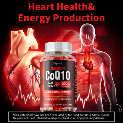 CoQ10 Coenzyme Q10 with Citrus Bergamot 120 Capsules, Heart Health, Brain & Cardiovascular Support