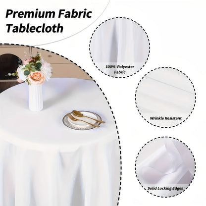 120 Inch Round Tablecloth Bulk Pack – Wrinkle-Free Table Cover for Wedding, Party, Christmas & Halloween, Black or White (6/12/18 Pack)