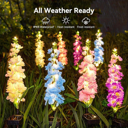 Solar Garden Lights 2-Pack Delphinium Flower Stakes, 27 Inch, 36 LEDs and 600mAh Battery Set